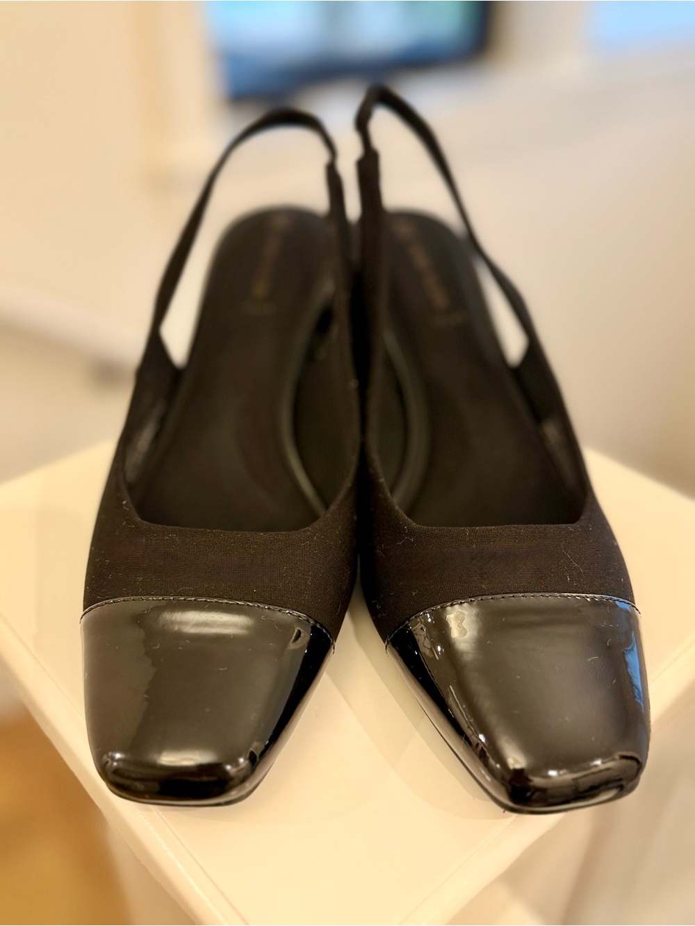 Anne Klein iFlex Black Slingback Block Heel Pumps Size 8.5